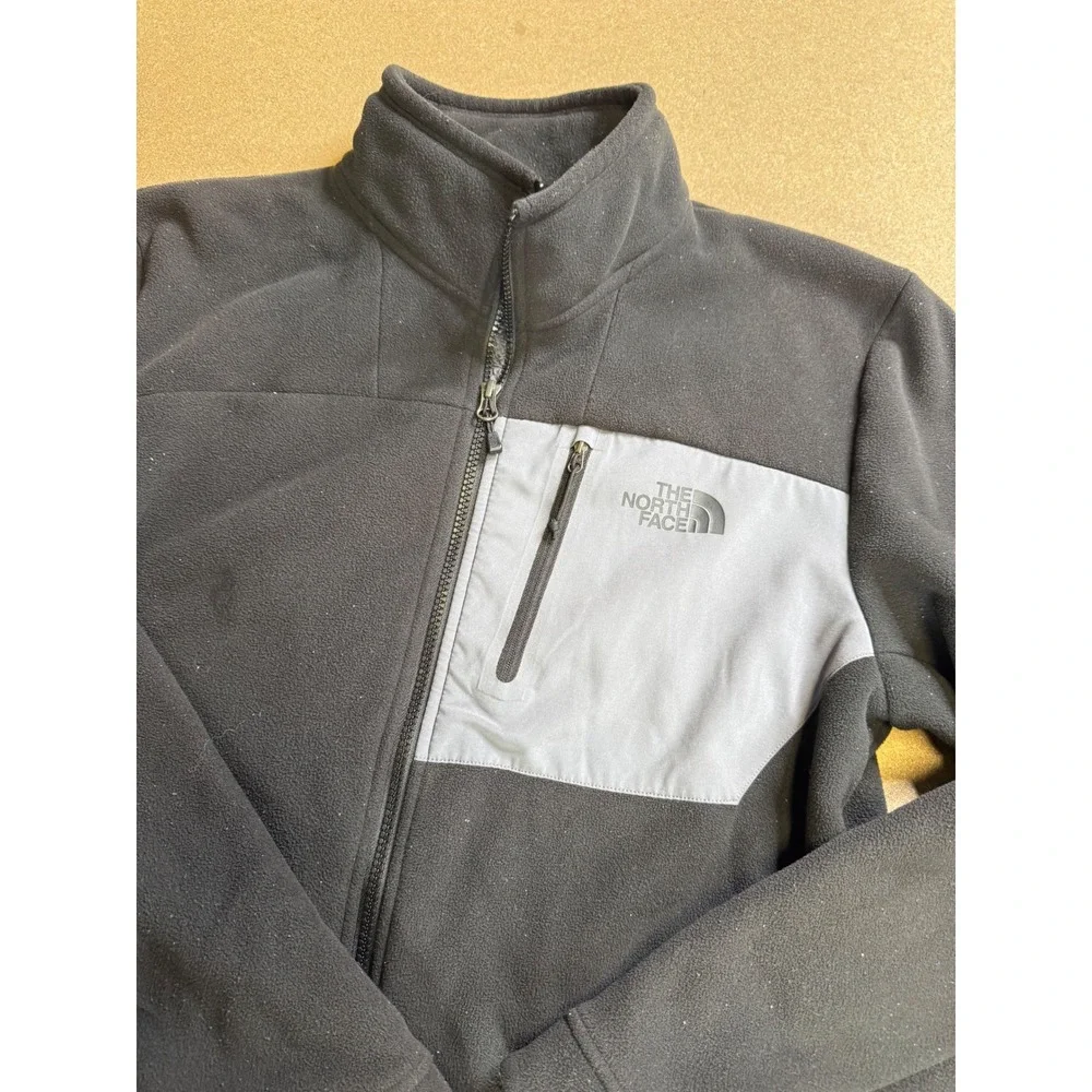 The North Face Mens Fleece Jacket Black‎ Gray Full Zip Outdoor Warm Size M